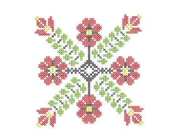 Bulgariskt folkbroderidesign Maskinkorsstygn Bulgariskt broderi/ Maskinbroderi/ Bulgariska folkföremål/ Bulgariskt korsstygn