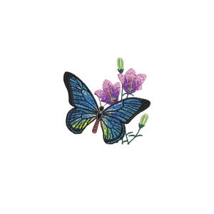 Butterfly with Flowers Embroidery Design: Mini Silhouette (Digital Download)