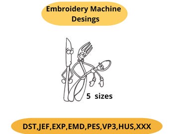Fork and Spoon Kitchen Towel Machine Embroidery Design – 5 Sizes PES DST Instant Download