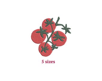 Tomatoes on vine digital Embroidery File. Red tomatoes embroidery. Italian summer vibe silhouette embroidery. Red tomato and green vine file