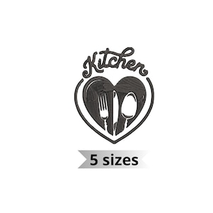Kitchen Embroidery Design Digital Download 5 size Cute Cooking Patterns for Machine Stitching & DIY Projects
