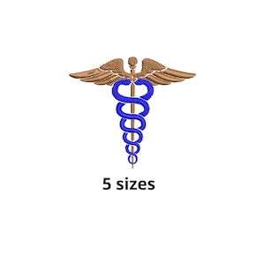 Caduceus Digital Embroidery Design for Machine Embroidery Medical Caduceus Embroidery Design Doctor Nurse Symbol Healthcare File in 5 Sizes