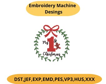 Mein erstes Weihnachtsren Rentier Stickdatei Größe 3 Größen PES DST Instant Download Baby
