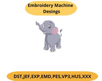 Baby Elephant  Machine Embroidery Design – 3 Sizes PES DST Instant Download Kids Gift