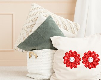 Red Flower Embroidery Design – Floral Machine Embroidery Pattern for Clothes, Accessories, Home Decor, Instant Download File