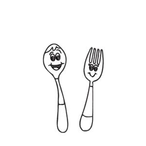 Embroidery designs fork and spoon kitchen towel minimal trendy embroidery machine files, 7 sizes, stickdatei