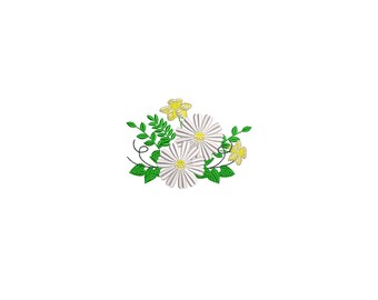 Motif de broderie marguerite et jonquille – motif floral à la machine (téléchargement numérique)