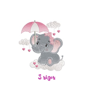 Baby Elephant Embroidery Design: Fairy Tale Machine Pattern (3 Sizes) (Instant Download