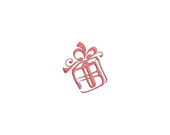 Gift Embroidery Design with Bow – Holiday Machine Embroidery Pattern for Christmas and Special Occasions - Christmas embroidery design