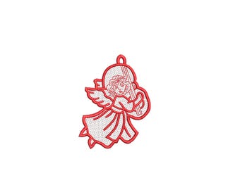 Angel Lace Embroidery Design – Christmas Ornament (Digital Download PES DST)