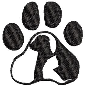 Dog Paw Embroidery Design with Dog & Cat Inside | Instant Download | 3 Sizes Included