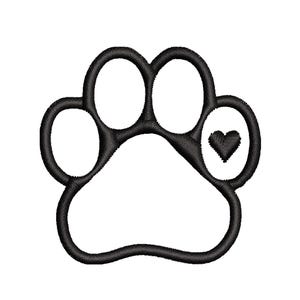 Dog paw print with Heart Inside It Embroidery Design/ 6 sizes/ Instant Download