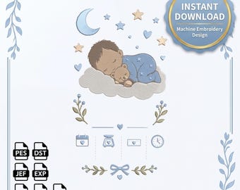 Baby Boy Machine Embroidery Birth Sampler, Baby Name Embroidery, Birth Stats Embroidery, Birth Announcement, Newborn Embroidery Design