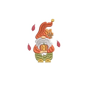Gnome Embroidery Autumn/ gnomes Fall Leaves Machine Embroidery Design