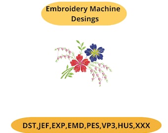 Mini Floral Embroidery Design – Small Flower Machine Embroidery PES DST Instant Download
