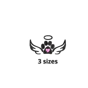 Angel Wings Dog Paw Embroidery Design, Cute Animal Embroidery Design, Machine Embroidery Design, Instant Download, 3 sizes
