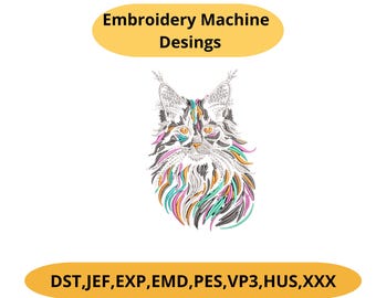 Cat Outline Machine Embroidery Design – 4 Sizes Elegant Line Art PES DST Instant Download