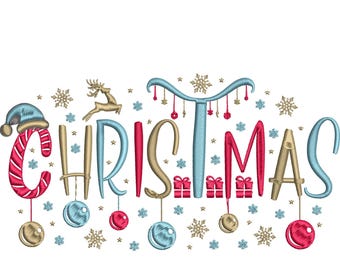 Merry Christmas Embroidery Design/ Machine embroidery/ Holiday embroidery/ Christmas Embroidery Design/ 3 sizes/ Digital Download