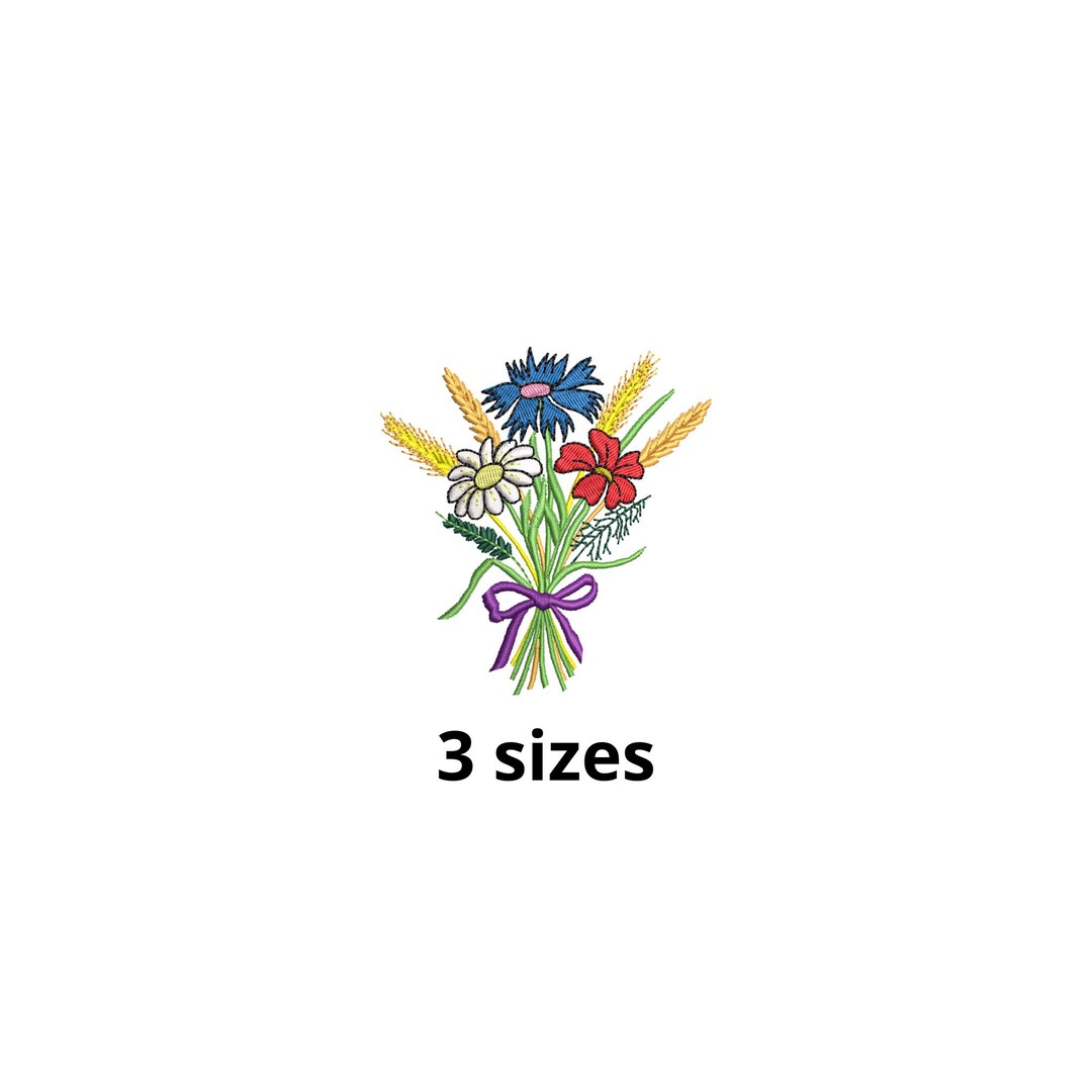 Wild Flower Bouquet Machine Embroidery Design Set, Easter Floral Meadow ...