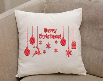 Merry Christmas Embroidery Design, Holiday Machine Embroidery (Digital Download)