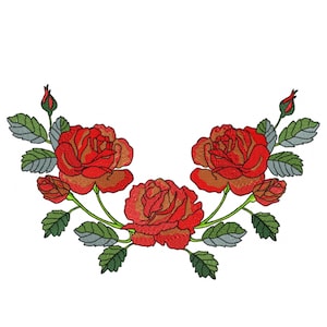 Roses Bouquet Machine Embroidery Design (6.88'' X 11.02'') Roses Machine Embroidery Design/ Roses embroidery  file/ Roses Bouquet Embroidery