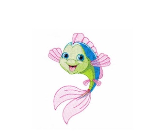 Mini Fish Embroidery Design, Fish Embroidery Designs, Fishes Embroidery Design Cartoon Style Clown Fish Embroidery Mini Small Clownfish