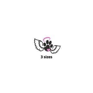Angel Wings Dog Paw Embroidery Design: Machine Embroidery (Instant Download, 3 Sizes