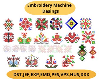 Paquete de 20 diseños folclóricos búlgaros Shevitsa – Mini punto de cruz PES DST Descarga instantánea