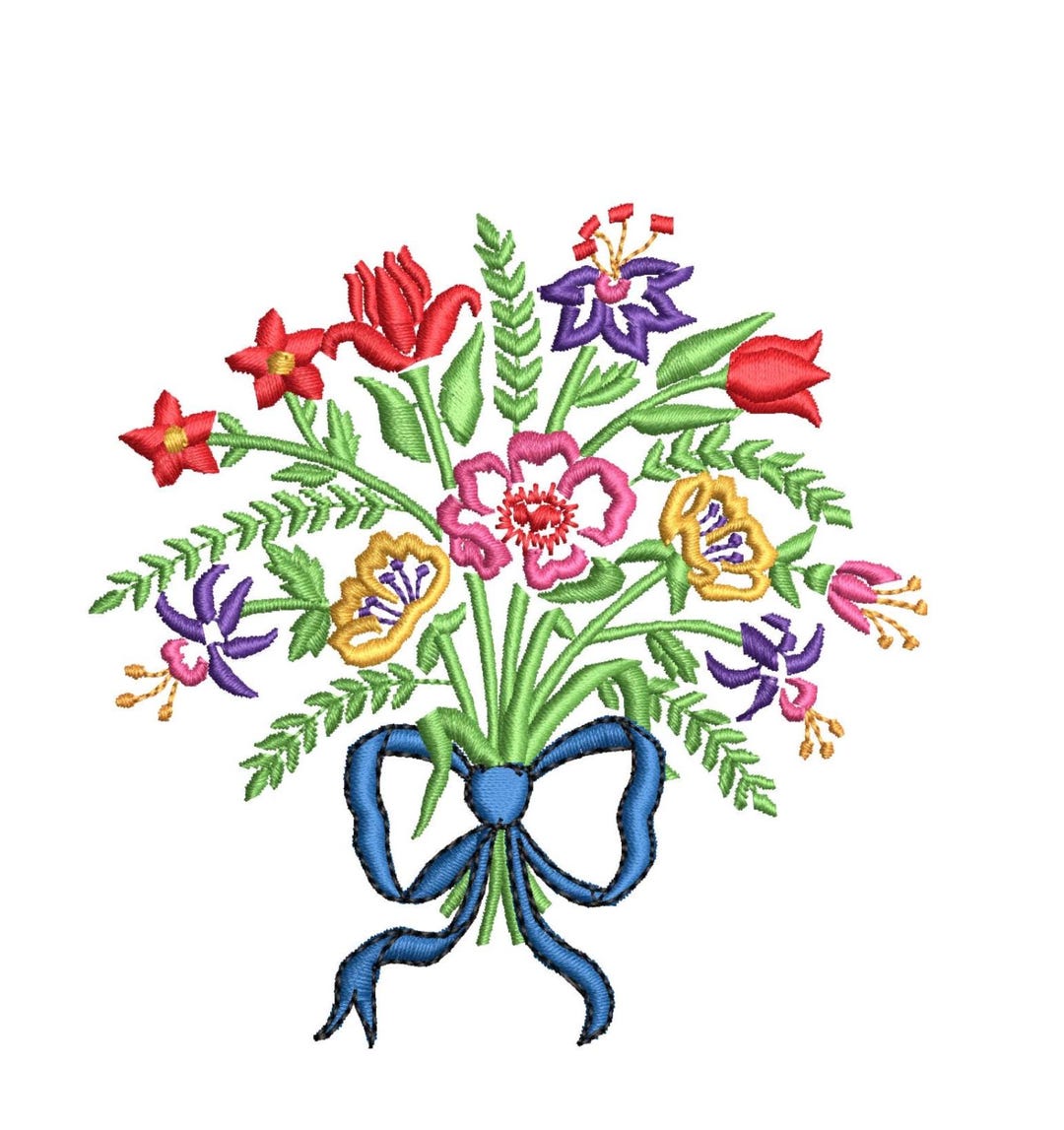 Wild Flower Bouquet Machine Embroidery Design Set, Easter Floral Meadow ...