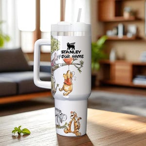 Personalisierter Winnie the Pooh Becher: Gravierter 40 Unzen Edelstahl Quencher