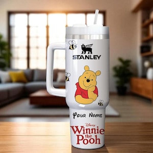 Personalisierte Winnie the Pooh Becher 40 Unzen, Disney Pooh Edelstahl Becher, Pooh Honig Becher Tasse, Cartoon Film Becher mit Griff