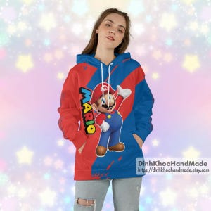 Personalisierter Super Mario Hoodie, Benutzerdefinierter Mario Hoodie, Videospiel Hoodie, Super Mario Bros Hoodie, Super Daddio Hoodie, Hoodie Männer