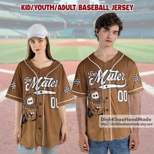 Custom Disney Cars Tow Mater Baseball Jersey, Cars Tow Mater Baseball Jersey, Disney Baseball Team Outfit , Matching Family Baseball Jersey