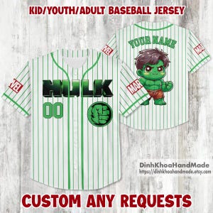 Personalized Hulk Baseball Jersey: Superhero Kids Shirt