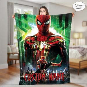 Benutzerdefinierte Name Spider Man Decke, benutzerdefinierte Name Superheld Decke, Geburtstagsgeschenk, Jungen Decke, Mädchen Decke