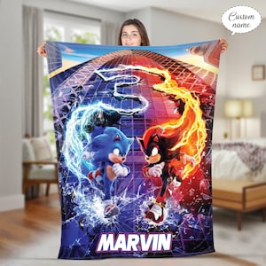 Custom Sonic the Hedgehog Blanket: Personalized Cartoon Flannel