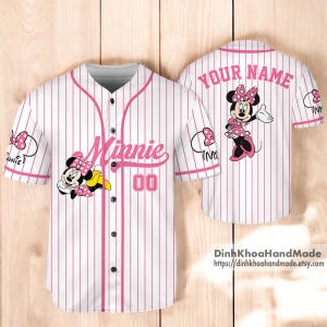 Personalized Minnie Mouse Baseball Jersey, Baseball Jersey For Kids Adult Unisex, Disneyland Baseball Team, MinnieJersey Birthday Gift