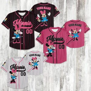 Personalized Minnie Baseball Jersey, Mouse Minnie Jersey For Kids, Mouse Matching Family T-Shirt