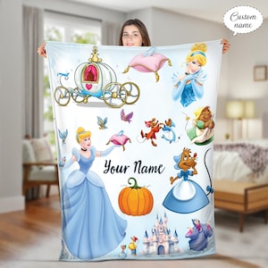 Personalized Cinderella Blanket, Princess Cinderella Blanket, Disney Cinderella Movie Blanket, Disney Princess Blanket