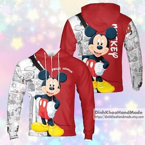 Custom Mickey Mouse Hoodie, Custom name Hoodie, Mickey Mouse Zip Hoodie, Disney Hoodie Unisex, 3D Printed Cartoon Hoodieie