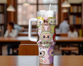 Personalized Monster doll 40oz Tumbler, Portable Car Mug, Travel Coffee Tumbler, Name Engraved 40oz Cup