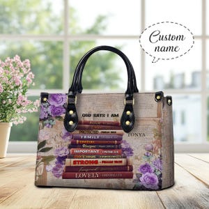 Personalized Scripture Leather Handbag Leather Handbag , Christian Leather Handbag, Personalized Bags for Women