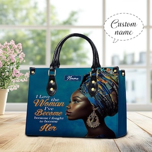 Sacs à main en cuir personnalisés pour femmes noires, sac noir pour femmes afro-américaines motivant pour maman, sac en cuir pour elle