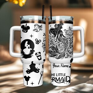 Personalized Little Mermaid Laser Engraved Tumbler, 30oz/40oz Stainless Steel Tumbler, personalized Cup Custom Disney Cup, Gift for Her