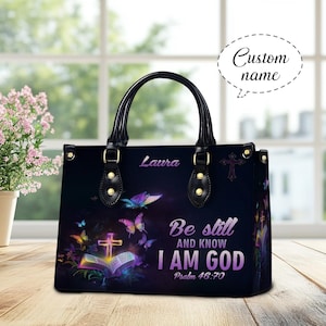 Personalized Faith Leather Handbag, Christian PU Leather Handbag , Gifts for Women