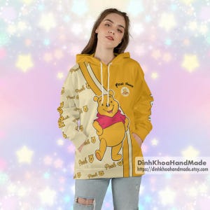 Personalized Pooh Bear Hoodie, Disney Pooh Zip Hoodie, Winnie The Pooh Sweatshirt, Movie Character 3D All Over Print Shirt