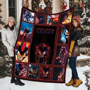 Custom Sonic & Shadow Hedgehog Blanket: Personalized Flannel or Sherpa