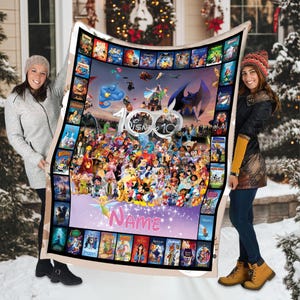 Personalized Mickey Minnie And Friends Movies Blanket, Custom Mickey And Friends Fleece Blanket Gift, Magic Cast Birthday Blanket Gift