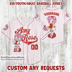 Personalized Amy Rose Baseball Jersey: Sonic Movie Jersey