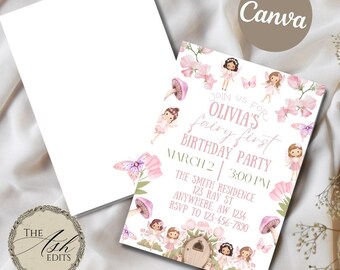 Fairy First Birthday Invitation Template | Editable Digital Invitation